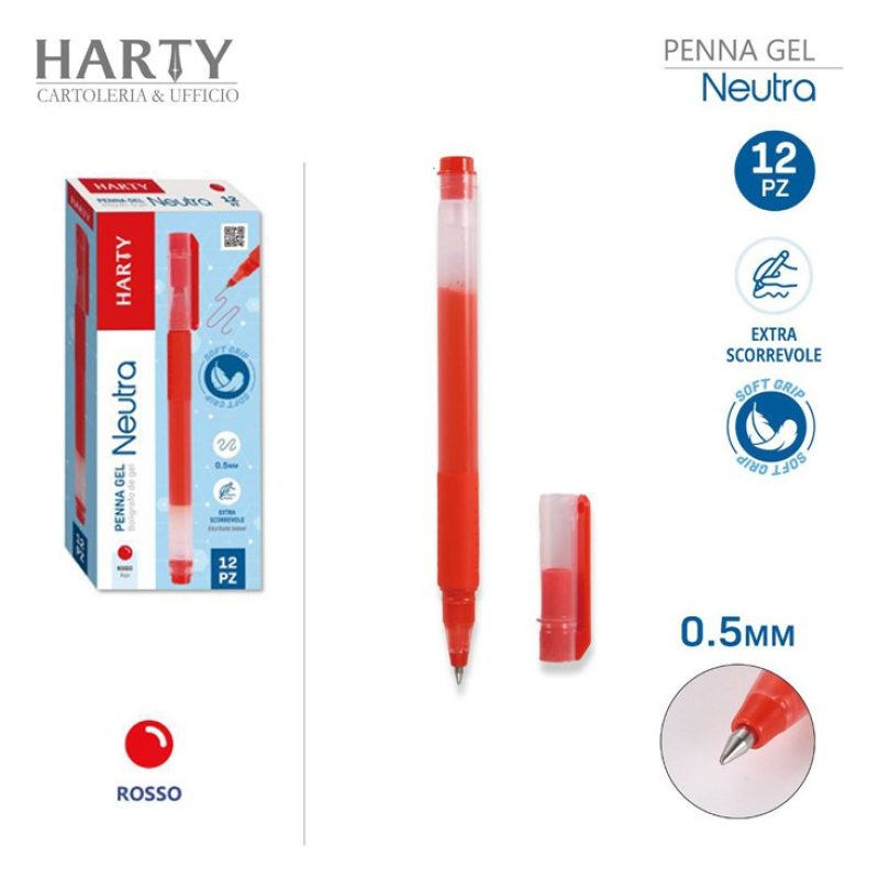 Harty 12 Penne a sfera Gel Penna a Inchiostro Sfera 0.5 mm fine ros...