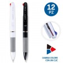 Penna a sfera 3 colori design a molla retrattile plastica multicolore 12 Pezzi
