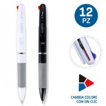 Penna a sfera 3 colori design a molla retrattile plastica multicolore 12 Pezzi