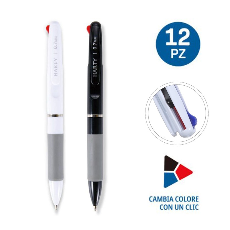 Penna a sfera 3 colori design a molla retrattile plastica multicolore 12 Pezzi