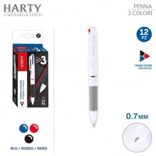 Penna a sfera 3 colori design a molla retrattile plastica multicolore 12 Pezzi