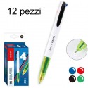 Penna a sfera 4 colori design a molla retrattile plastica multicolore 12 Pezzi