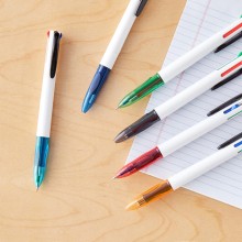 Penna a sfera 4 colori design a molla retrattile plastica multicolore 12 Pezzi