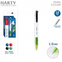 Penna a sfera 4 colori design a molla retrattile plastica multicolore 12 Pezzi