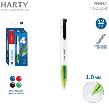 Penna a sfera 4 colori design a molla retrattile plastica multicolore 12 Pezzi