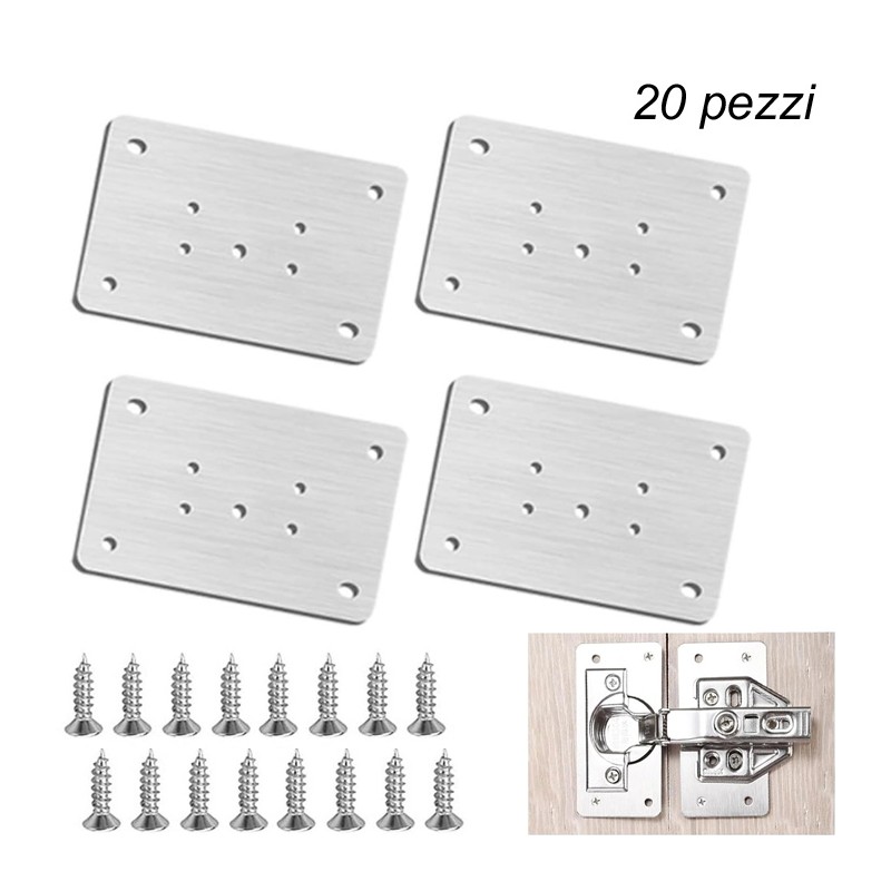 Kit 20 PZ piastra di riparazione 9x5cm cerniere di armadio pensili cucina bagno