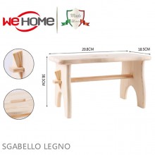 Sgabello in legno massello abete colore naturale o noce H 20.8cm made in Italy