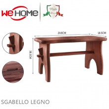 Sgabello in legno massello abete colore naturale o noce H 20.8cm made in Italy