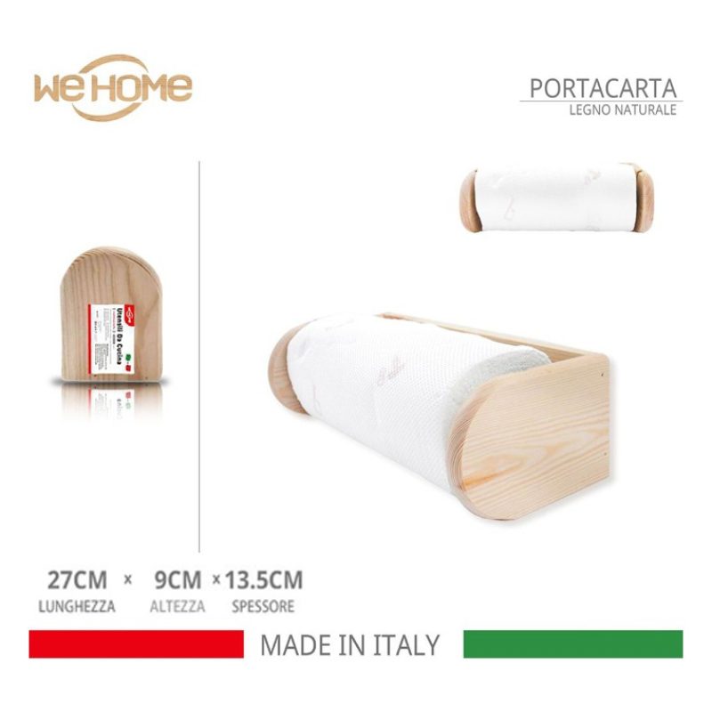 Portarotolo cucina da parete in legno + rotolo omaggio porta carta ...