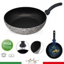 Padella Alta antiaderente 20 24 28 cm in alluminio Made in italy manico plastica