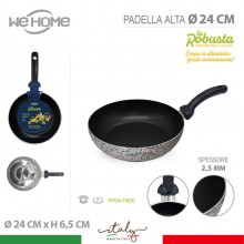 Padella Alta antiaderente 20 24 28 cm in alluminio Made in italy manico plastica