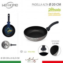 Padella Alta antiaderente 20 24 28 cm in alluminio Made in italy manico plastica