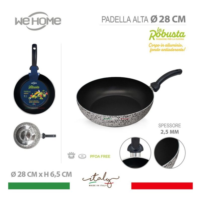 WeHome Padella Alta antiaderente 20 24 28 cm in alluminio Made in i...