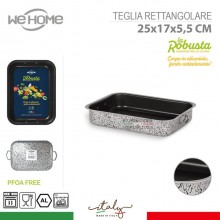 Teglia per pizza forno rettangolare antiaderente in alluminio 25x17x5,5cm dolci