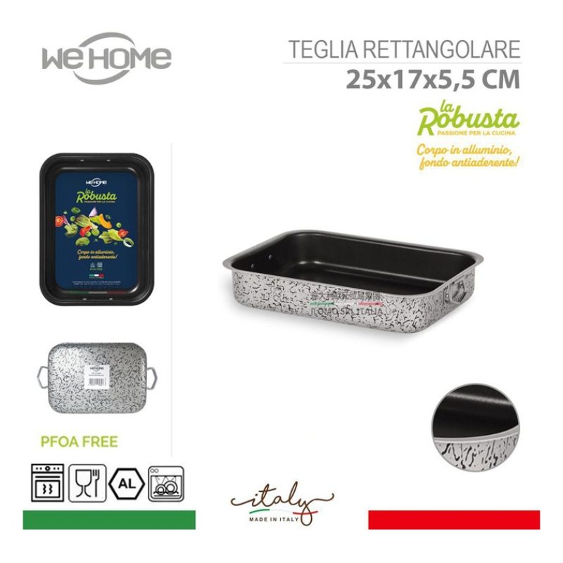 WeHome Teglia per pizza forno rettangolare antiaderente in allumini...