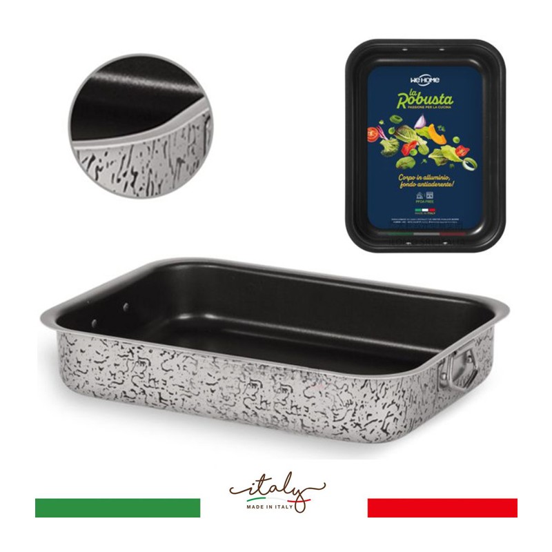 Teglia per pizza forno rettangolare antiaderente in alluminio 25x17x5,5cm dolci