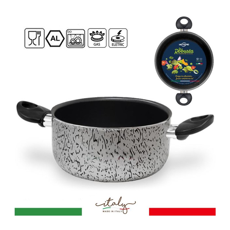 Casseruola in alluminio pentola antiaderente tonda 18 cm made in Italy cucina