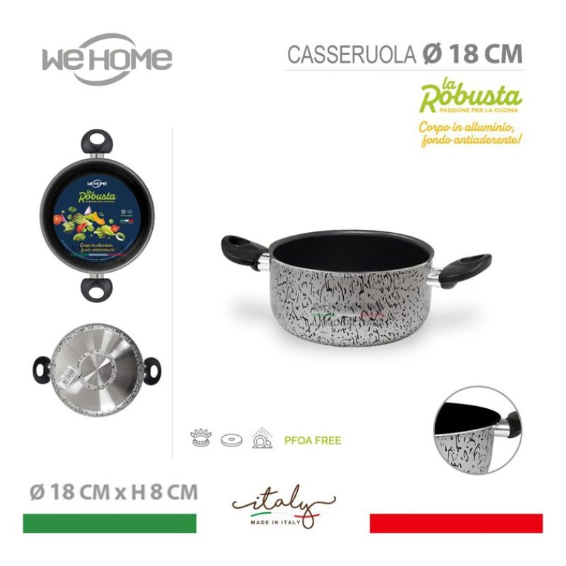 WeHome Casseruola in alluminio pentola antiaderente tonda 18 cm mad...