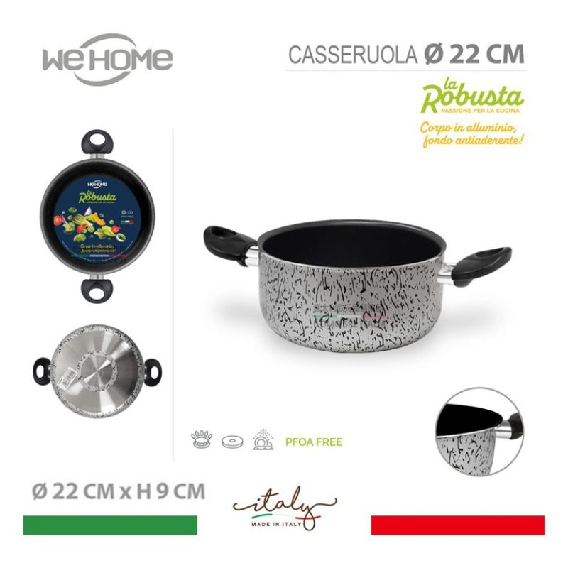 WeHome Casseruola in alluminio pentola antiaderente tonda 22 cm mad...