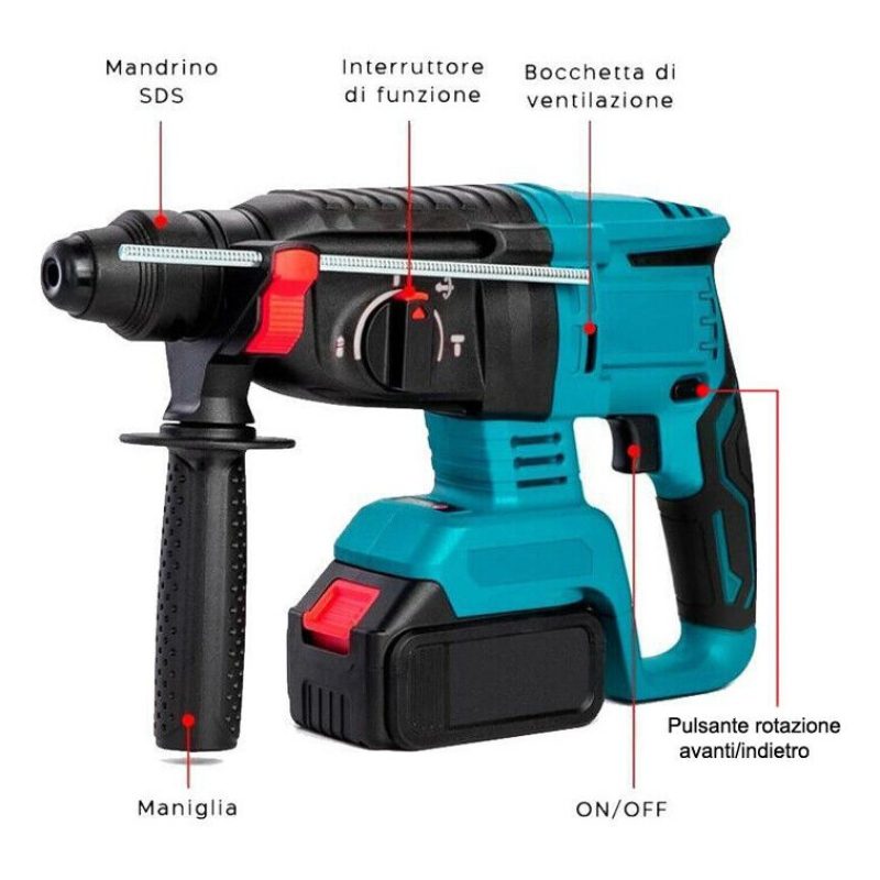 Hongu Trapano Tassellatore Martello Demolitore Percussione 2 Batter...
