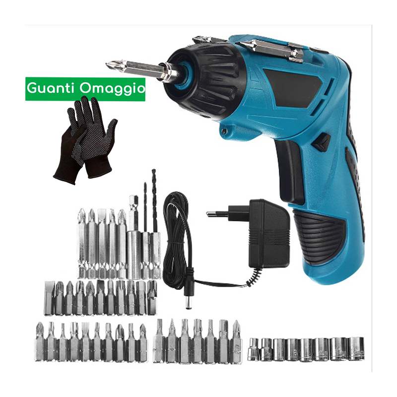 Avvitatore Elettrico Cacciavite a Batteria Mini Trapano Giravite Ricaricabile + guanti omaggio