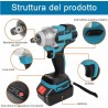 Avvitatore a Impulsi Brushless 400Nm doppia batteria 48v con 7 inse...