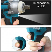 Avvitatore a Impulsi Brushless 400Nm doppia batteria 48v con 7 inserti Trapano + guanti in omaggio