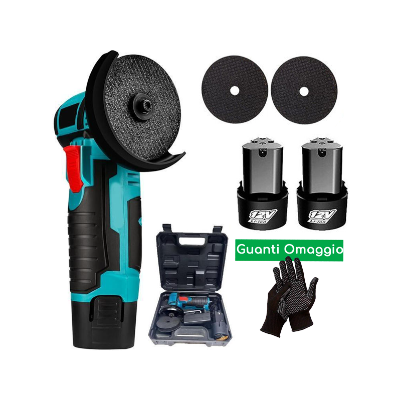 Mini Flex Smerigliatrice A Doppia Batteria Batterie Litio 12V 13500RPM Frullino + Guanti in Omaggio