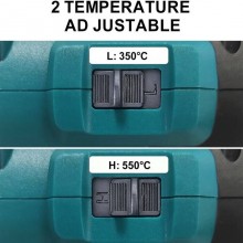 Pistola termica ad aria calda termosoffiatore doppia batteria 21V 350°C/550 °C + Guanti in Omaggio