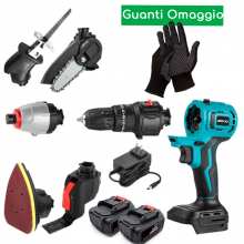 Utensile Multifunzione 7 in 1 Trapano Seghetto Sega levigatrice avvitatore 750W + Guanti in Omaggio