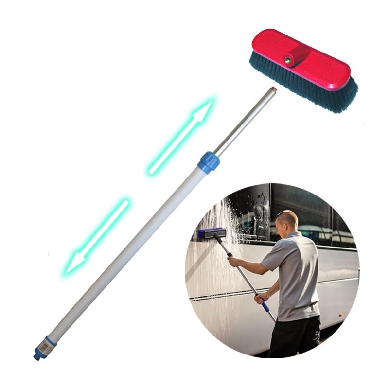 Spazzola scopa per pulizia lavaggio spazzolone telescopico auto camper camion