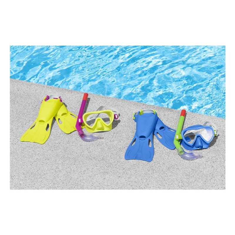 Bestway Set Maschera e Boccaglio pinne da Sub Antiappannamento Snor...