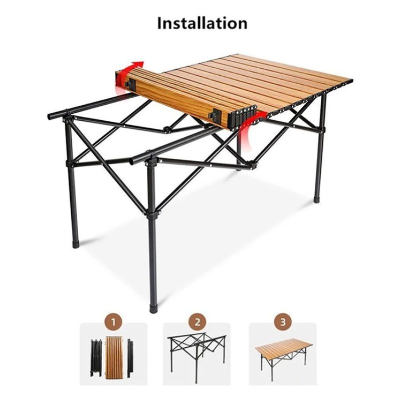 Tavolo Da Campeggio Picnic Richiudibile in legno 93x55x55 cm Con Cu...
