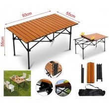 Tavolo Da Campeggio Picnic Richiudibile in legno 93x55x55 cm Con Cu...