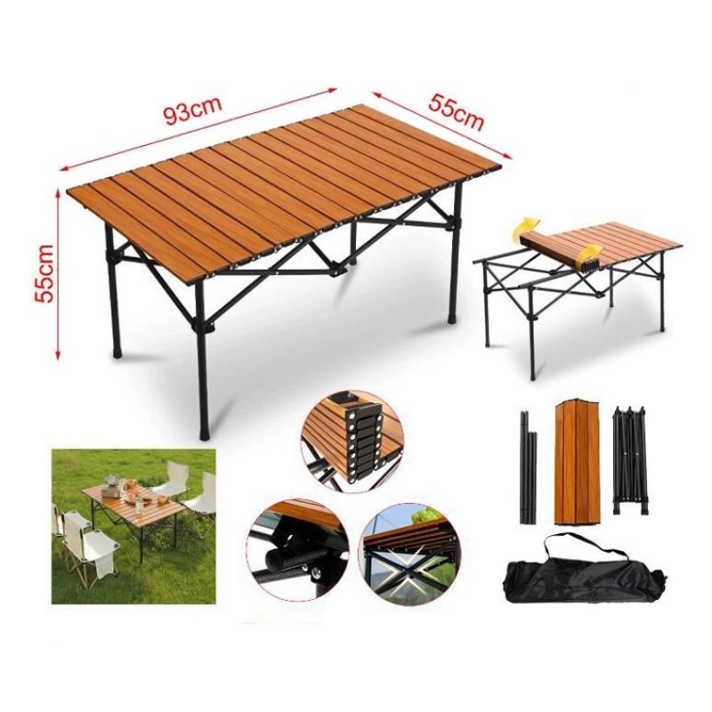 Tavolo Da Campeggio Picnic Richiudibile in legno 93x55x55 cm Con Cu...