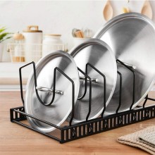 Stand Porta Coperchi Piatti Padelle Da Cucina In Metallo 29x18,5x12,5 cm nero