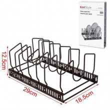 Stand Porta Coperchi Piatti Padelle Da Cucina In Metallo 29x18,5x12,5 cm nero