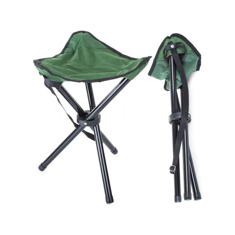 Sgabello Pieghevole da Campeggio Sedia Portatile 3 Piedi Pesca Escursione 