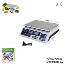 Bilancia Elettronica Professionale Digitale Da Banco Portata 40KG Display LCD