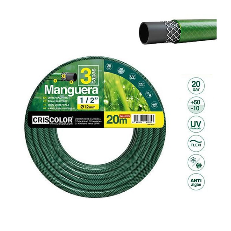 Tubo 1/2 pollici acqua irrigazione per giardino 3 strati 10-20-25mt PVC retinato
