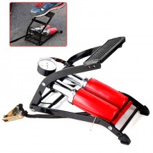 Pompa A Pedale 2 Cilindri  Manometro gonfiatore gonfia ruote auto moto bici