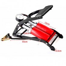 Pompa A Pedale 2 Cilindri  Manometro gonfiatore gonfia ruote auto moto bici