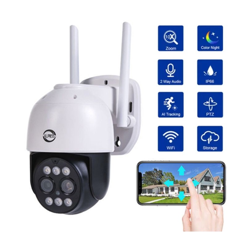 Telecamera IP CAM PTZ WIFI Camera wireless Esterno videocamera HD zoom 10x