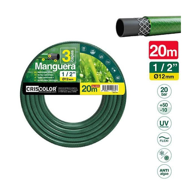 Tubo 1/2 pollici acqua irrigazione per giardino 3 strati 10-20-25mt...