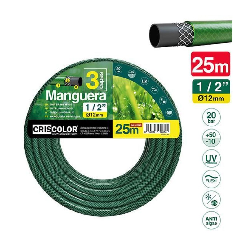 Tubo 1/2 pollici acqua irrigazione per giardino 3 strati 10-20-25mt...