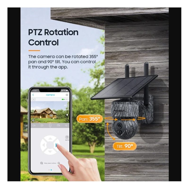 Andowl Telecamera solare 1080P HD WIFI telecamera PTZ di videosorve...