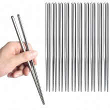 Bacchette cinesi giapponesi in acciaio inossidabile 10 Coppie 20 bacchette sushi