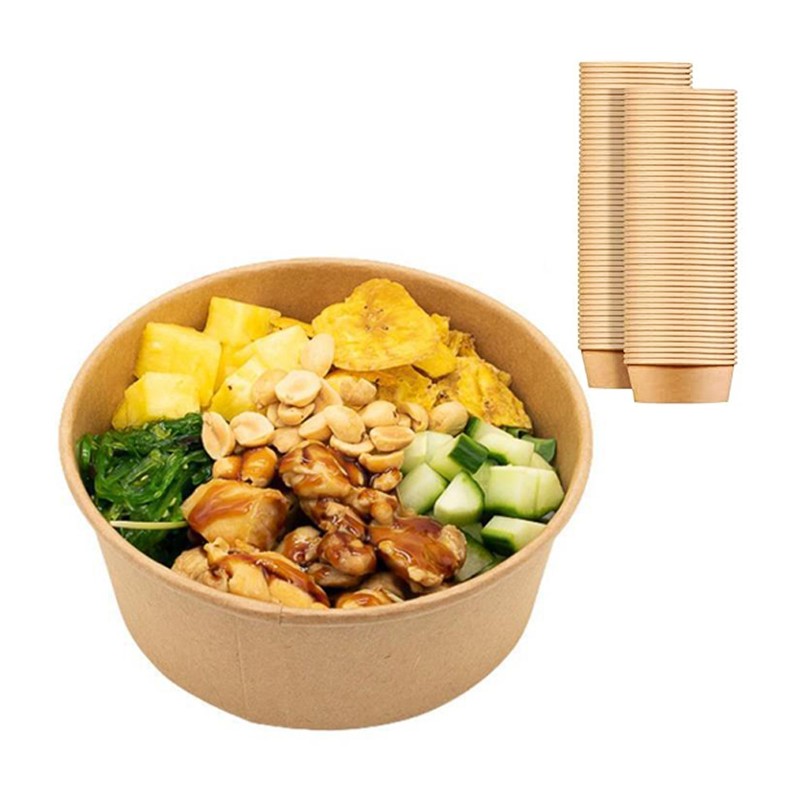 50 Insalatiere in cartoncino Kraft contenitore di carta 500 cc ciotole poke