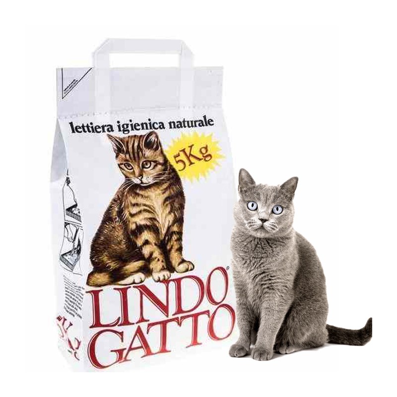 Lettiera per Gatti agglomerante assorbente Clumping bentonite Lindo Cat 5Kg