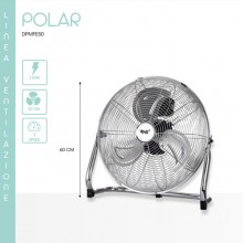 Ventilatore da terra cromato 140W 3 Pale Alluminio a 3 Velocita Diametro 50cm